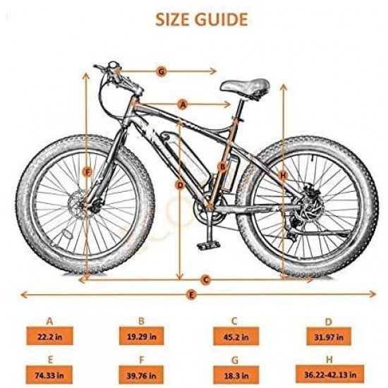 Powerfu Fat Tire Electric Bike Beach Snow Bicycle 26″ 4.0 inch Fat Tire Ebike 500W 13AH 36V Electric Mountain Bicycle with 7 Speeds Lithium Battery