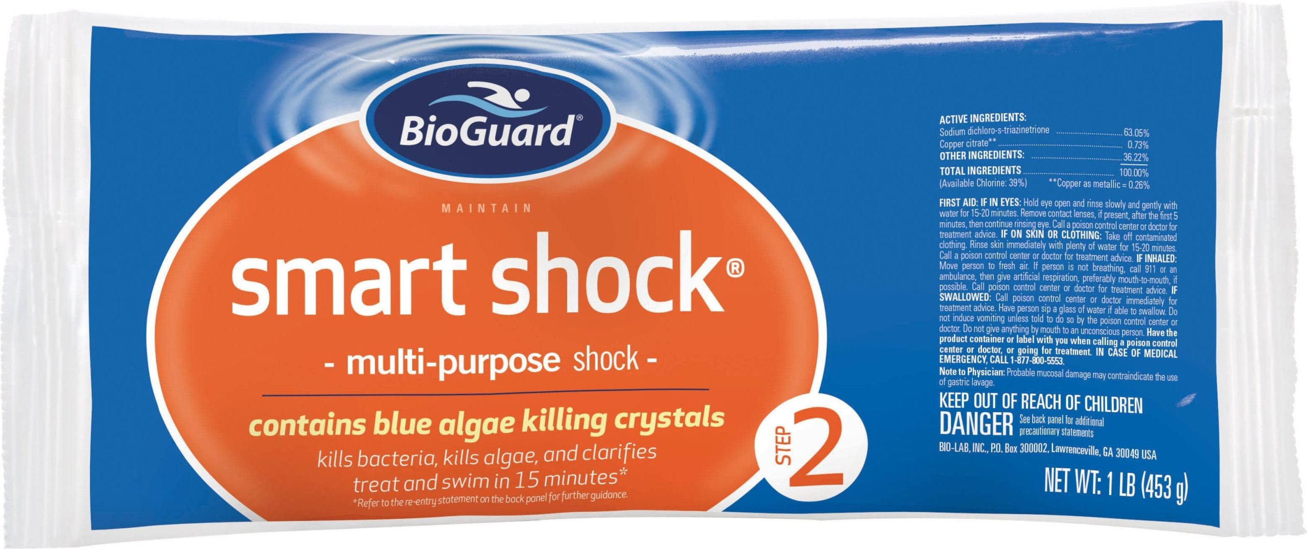 g 24 Pack BioGuard Smart Shock 1lb with Swimming Pool Care Log Book