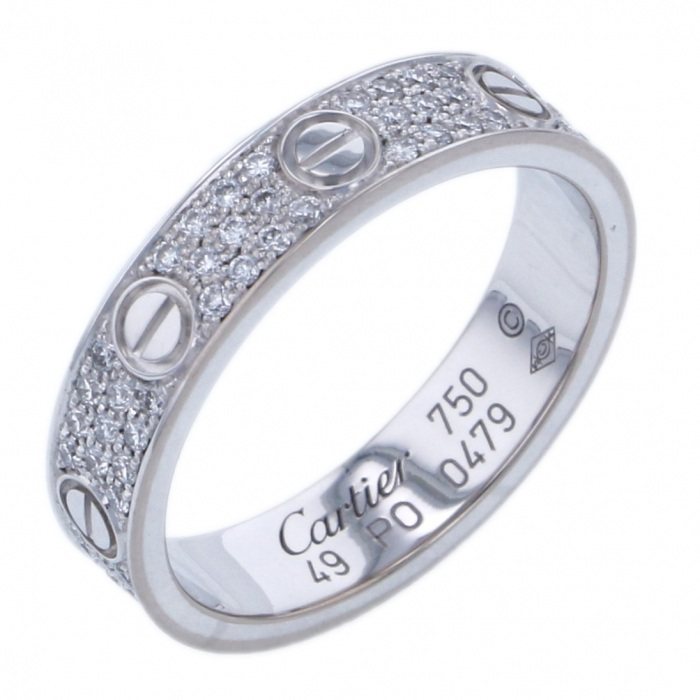 Cartier Love Wedding Pave Ring 18K White Gold Diamond