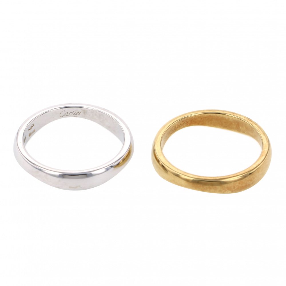 Cartier White Gold Yellow Gold Ring Set of 2 Wg Yg 18K White Gold & 18K Yellow Gold
