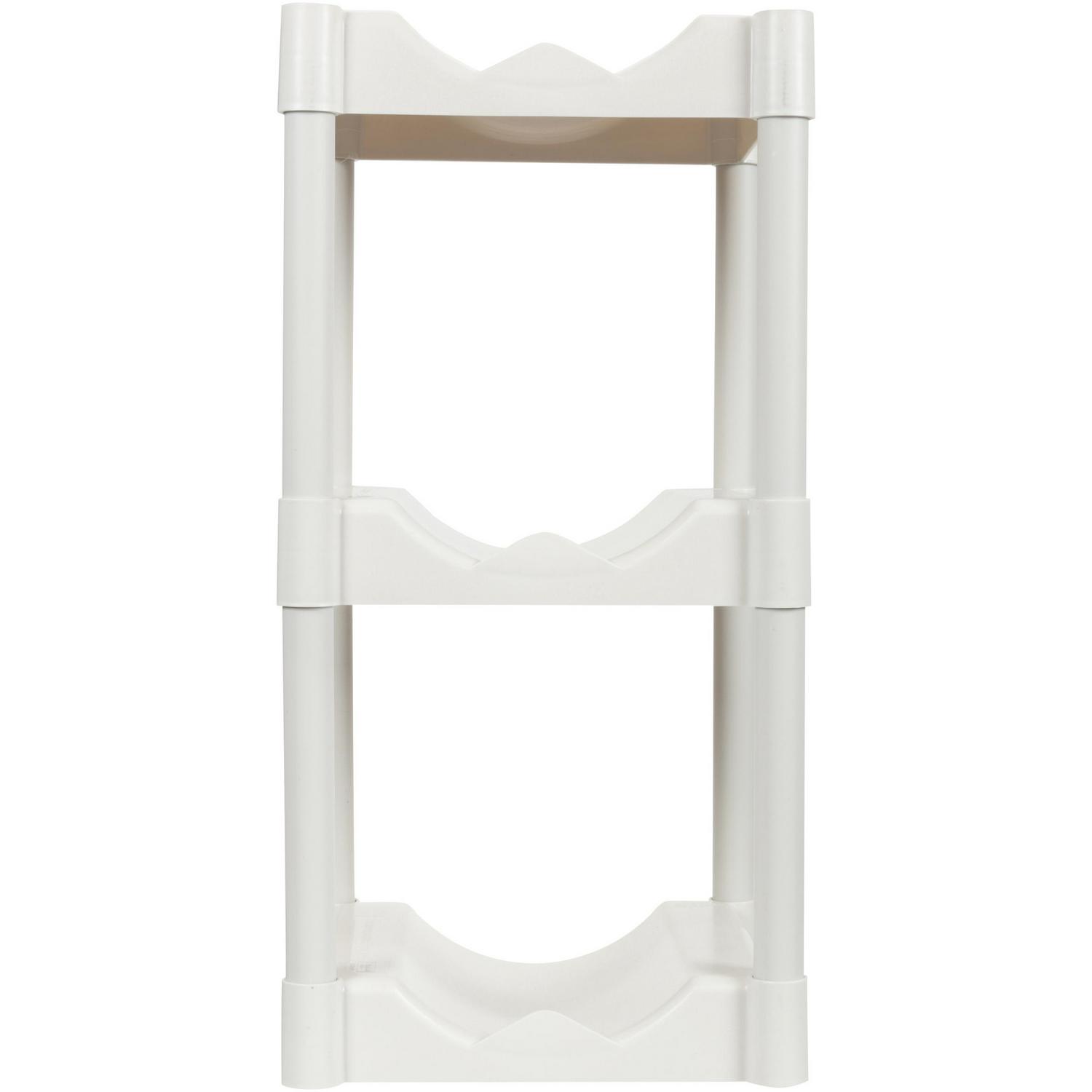 Bottle Buddy 3-Tier Storage System with Floor Protector, White, Plastic