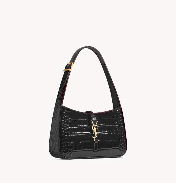YSL LE 5 À 7 IN CROCODILE-EMBOSSED PATENT LEATHER