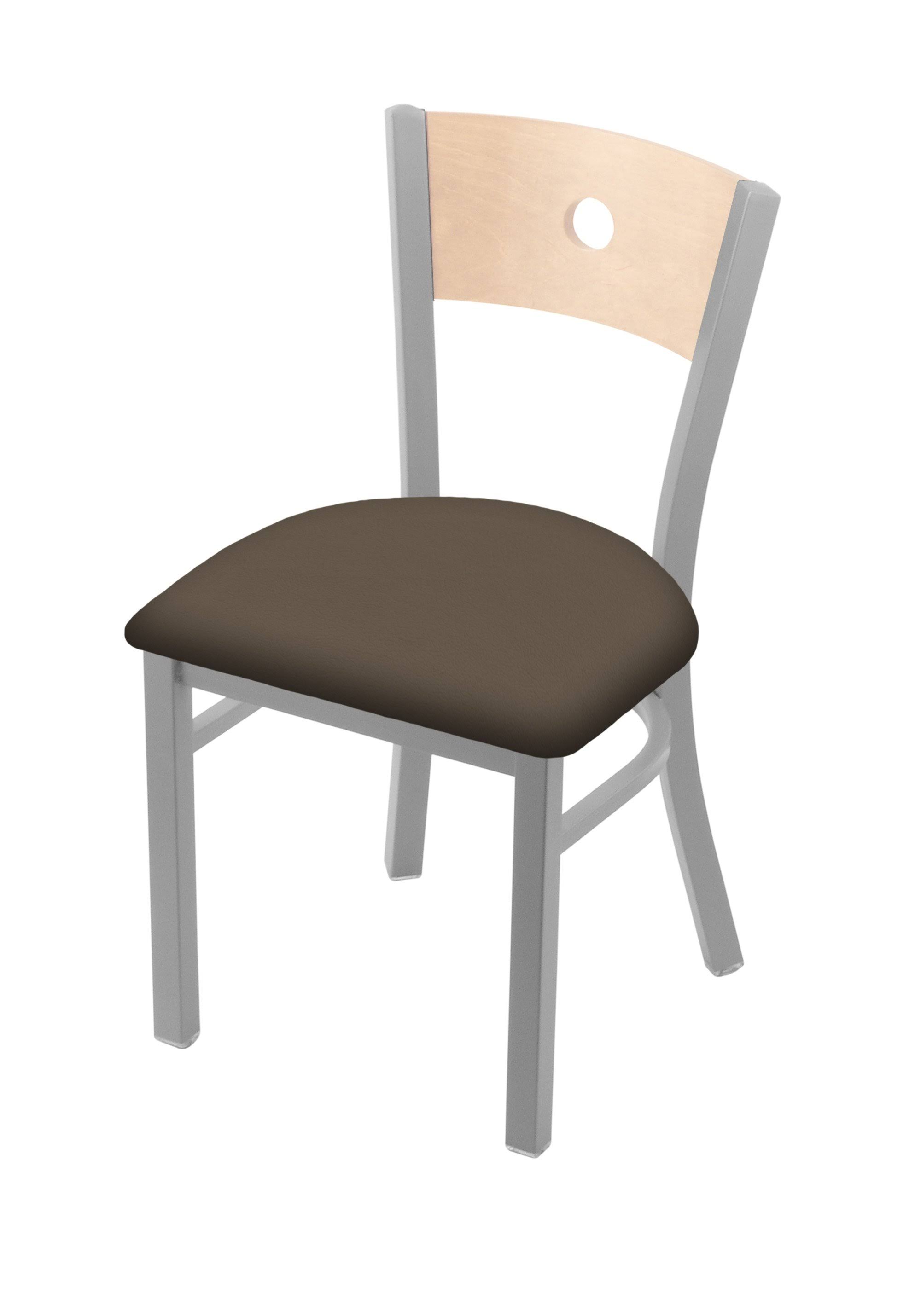 Holland Bar Stool 630 Voltaire 18x22 Chair with Anodized Nickel Finish, Axis Willow SEAT, and Natural Maple Back