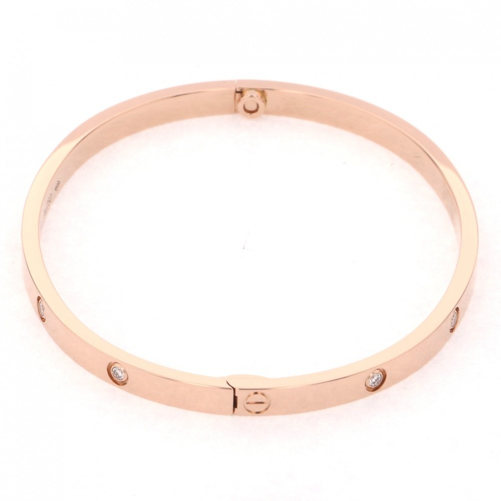 Cartier Love Sm Full Diamond #17 Bracelet 18K Rose Gold