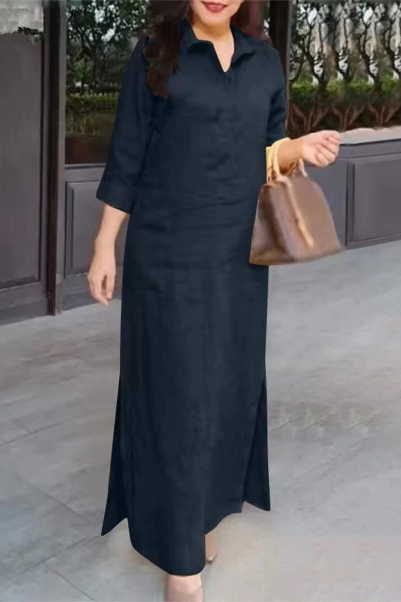 Casual Linen Shirt Dress with PocketsClistos