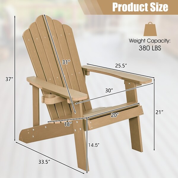 Costway Patio HIPS Adirondack Chair with Cup Holder Weather Resistant