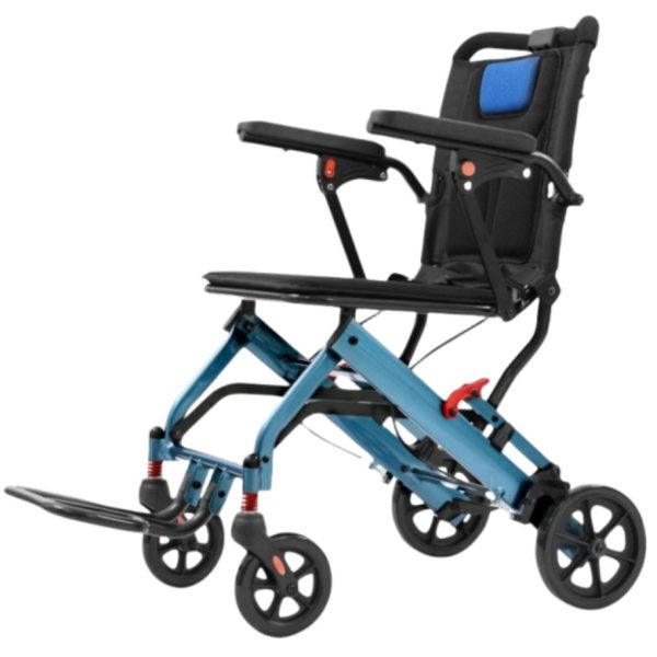 2026 Ultra-Light Portable Folding Wheelchair, Travel-Friendly with Handbrake, 220 lbs Capacity, Ideal for Elderly & Children, 34.2×32.6 Unfolded Dimensions
