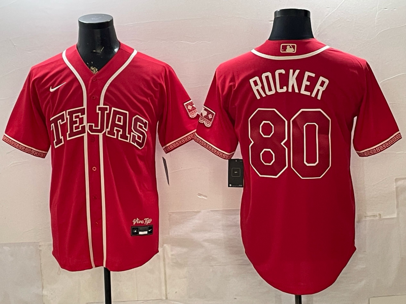 Men's Texas Rangers Kumar Rocker #80 Red 2026 City Connect Stadium Jersey