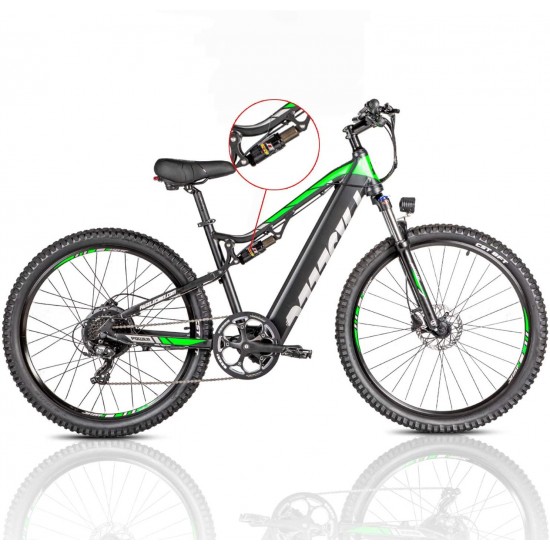 PASELEC Electric Bikes for Adult 27.5” Mountain Bike Hydraulic Brakes E-Bike Moped Full Suspension Cycle with 48V 13ah Lithium Battery, 500W Professional E-MTB Bicycle