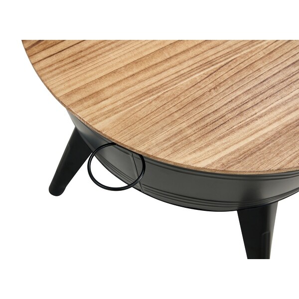 Farmhouse Rustic Distressed Metal Accent Cocktail Table,wood topBLK,1PC