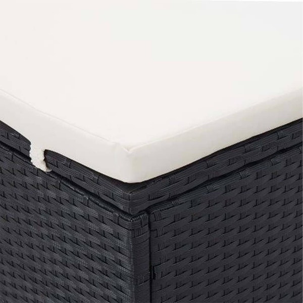 vidaXL 2Person Sunbed with Cushion Poly Rattan Black