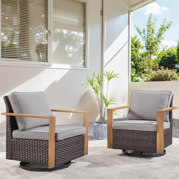 Outdoor Wicker Swivel Rocking Chairs