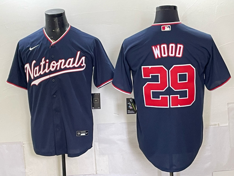 Men's Washington Nationals James Wood #29 Navy Replica Player Jersey