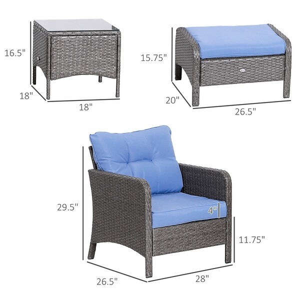 Outsunny 5piece Wicker Patio Chairs,Ottomans,and Coffee Table Set