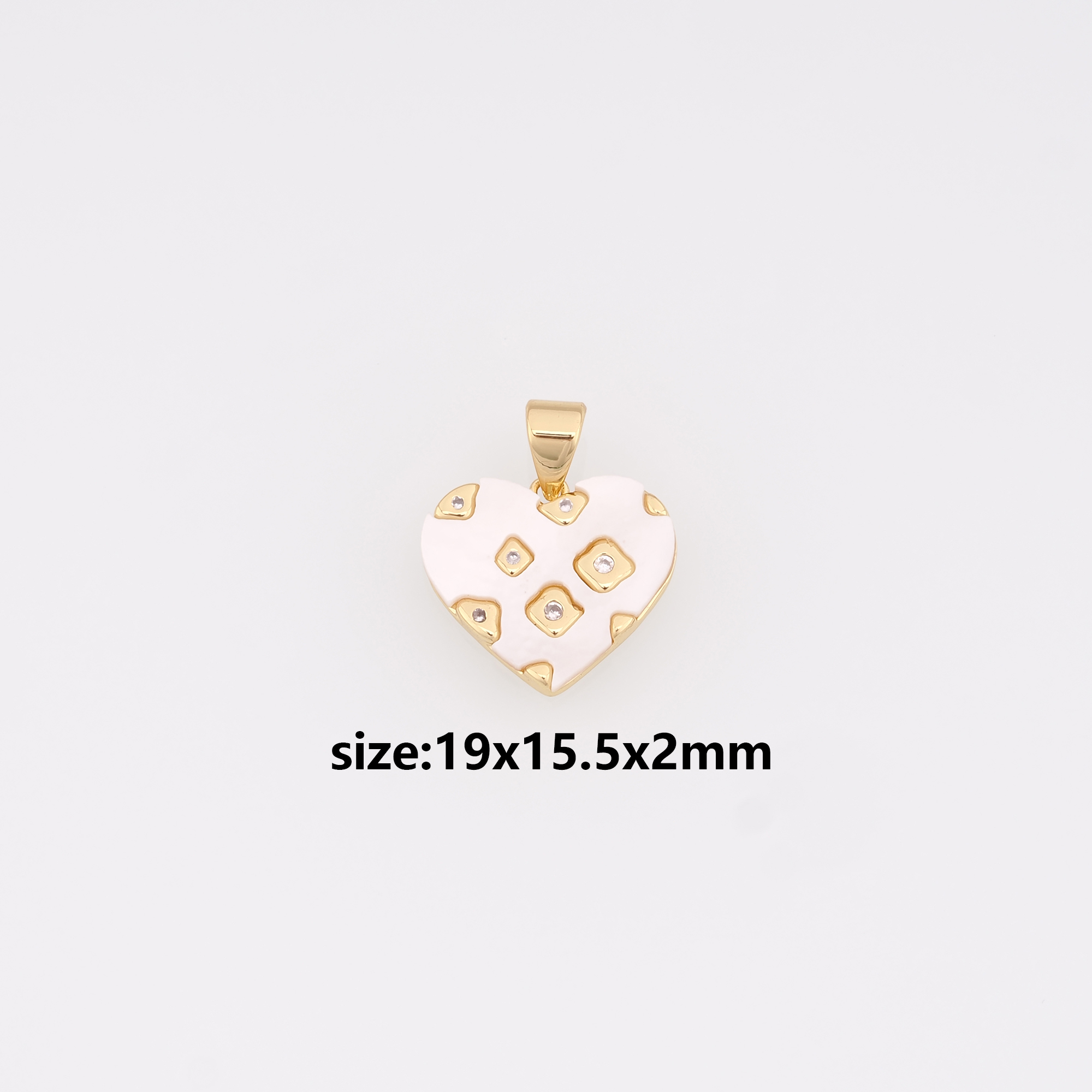 18K Gold Filled Heart Pendant,Enamel Heart Charm Earrings Necklace for DIY Jewelry Making Supply