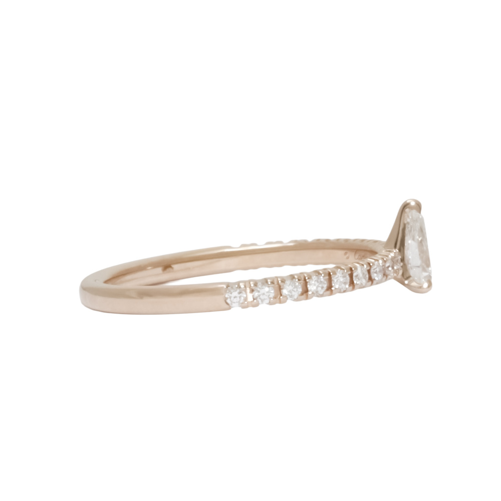Cartier Ethancel Do Pear Shape Diamond Pavé Setting Ring 18K Rose Gold B4230400