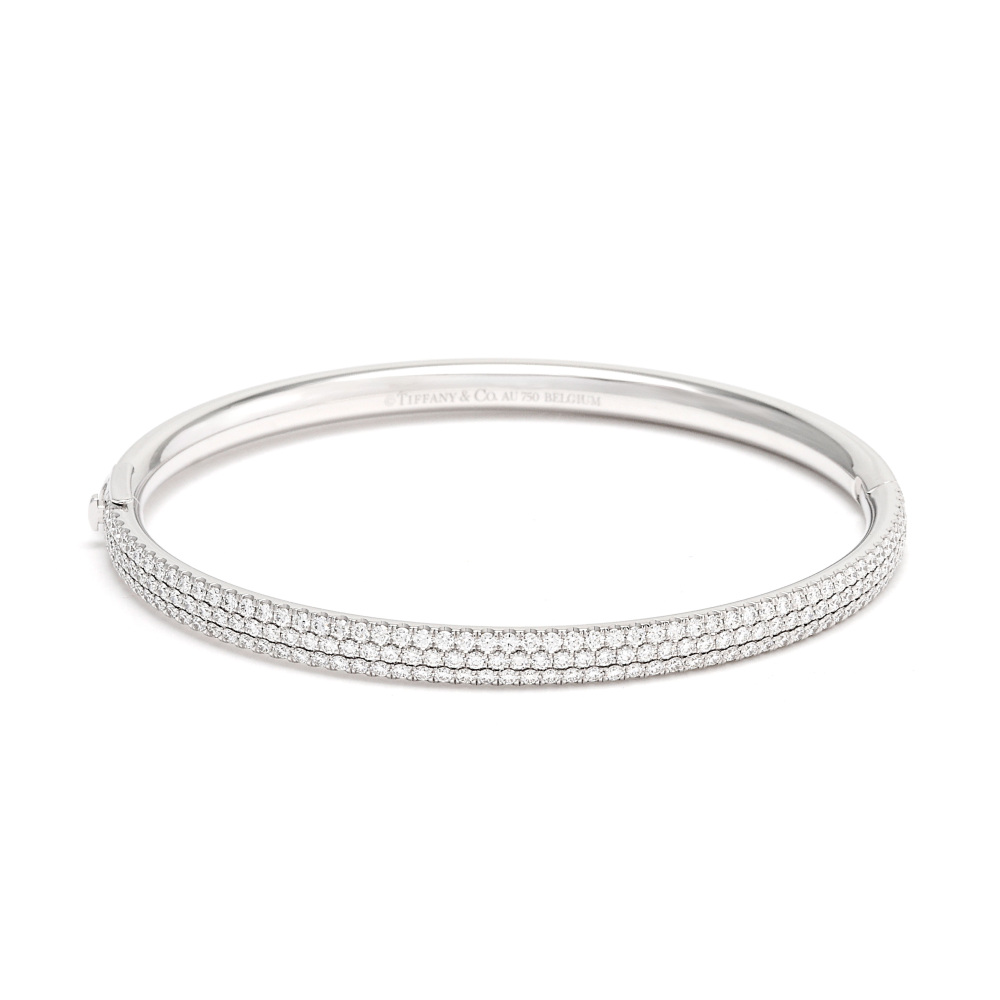Tiffany & Co. Metro Hinge Bracelet 18K White Gold Diamond