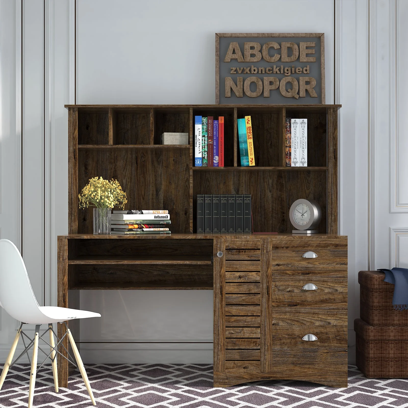 Vintage Manor Desk with Storage - Aged Finish