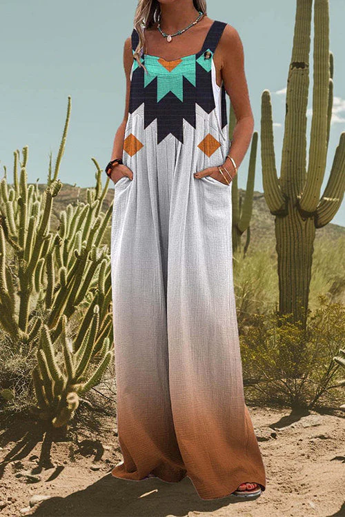 Geometric Wide Leg OverallsClistos