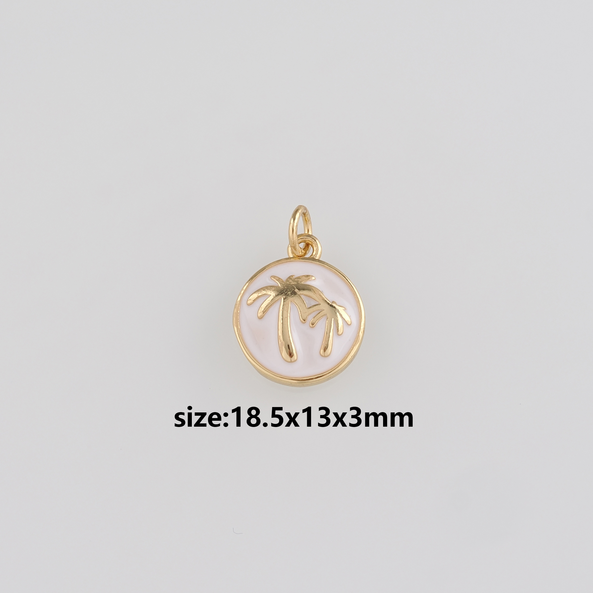 18K Gold Filled Coconut Tree Pendant,Enamel Palm Tree Charm Earrings Necklace for DIY Jewelry Making Supply
