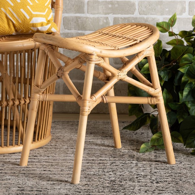 Elgon Rattan Footstool Natural brown Bali amp Pari