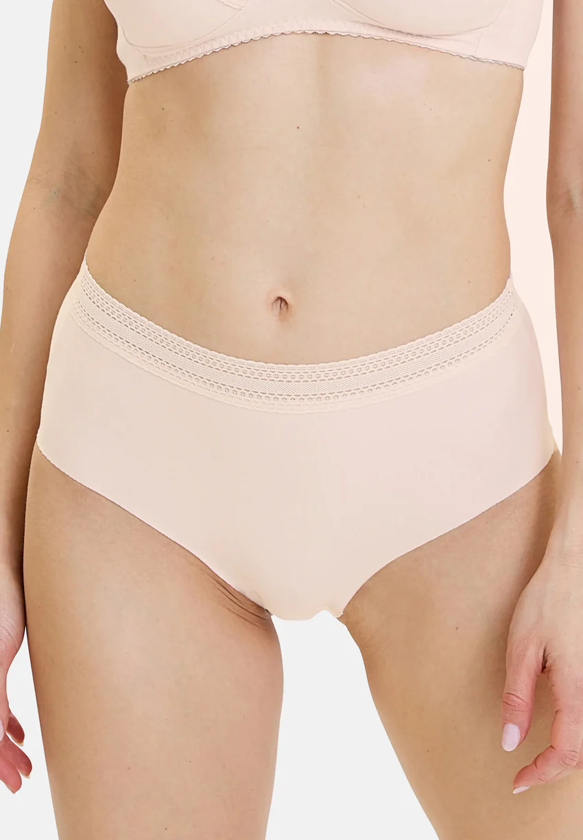 Lot de 2 culottes Invisible Coton Rose Pivoine d'Argent & Blanc