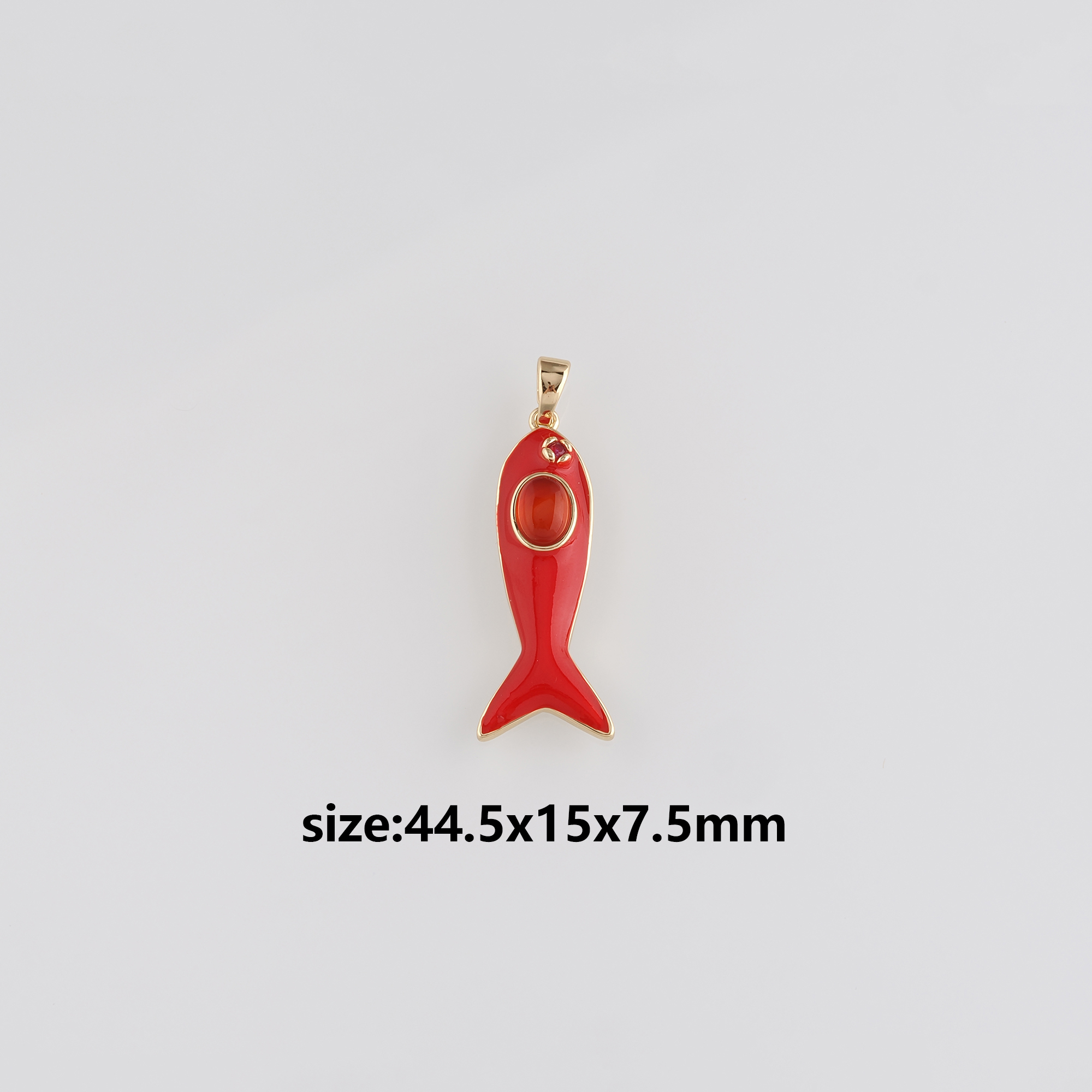 18K Gold Filled Fish Pendant,Enamel Fish Charm Earrings Necklace for DIY Jewelry Making Supply