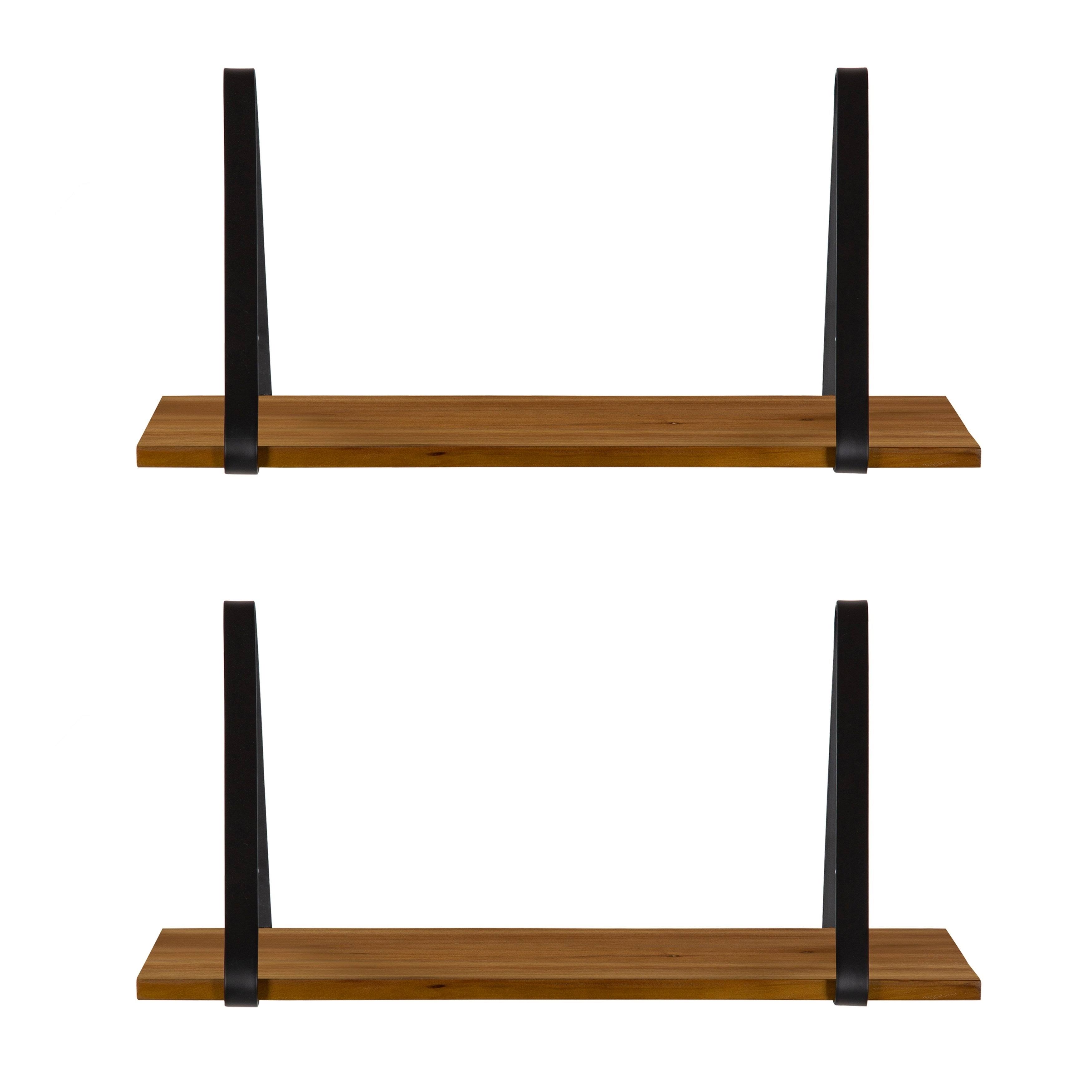 Kate and Laurel Soloman Modern Wooden Shelves - 2 Piece - White/Gold