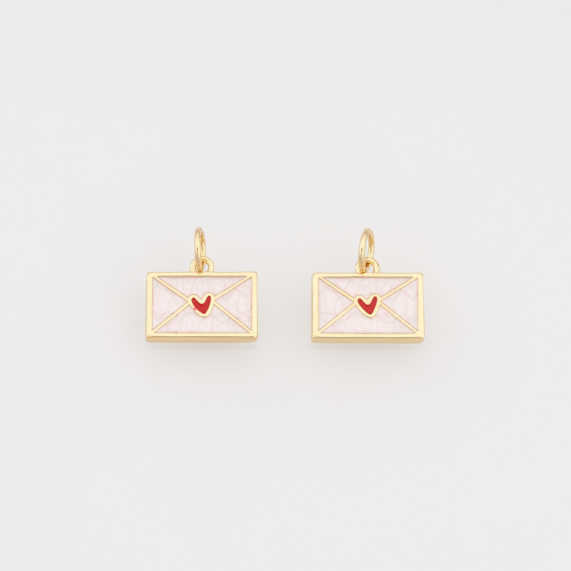 18K Gold Filled Envelope Pendant,Enamel Envelope Charm Earrings Necklace for DIY Jewelry Making Supply