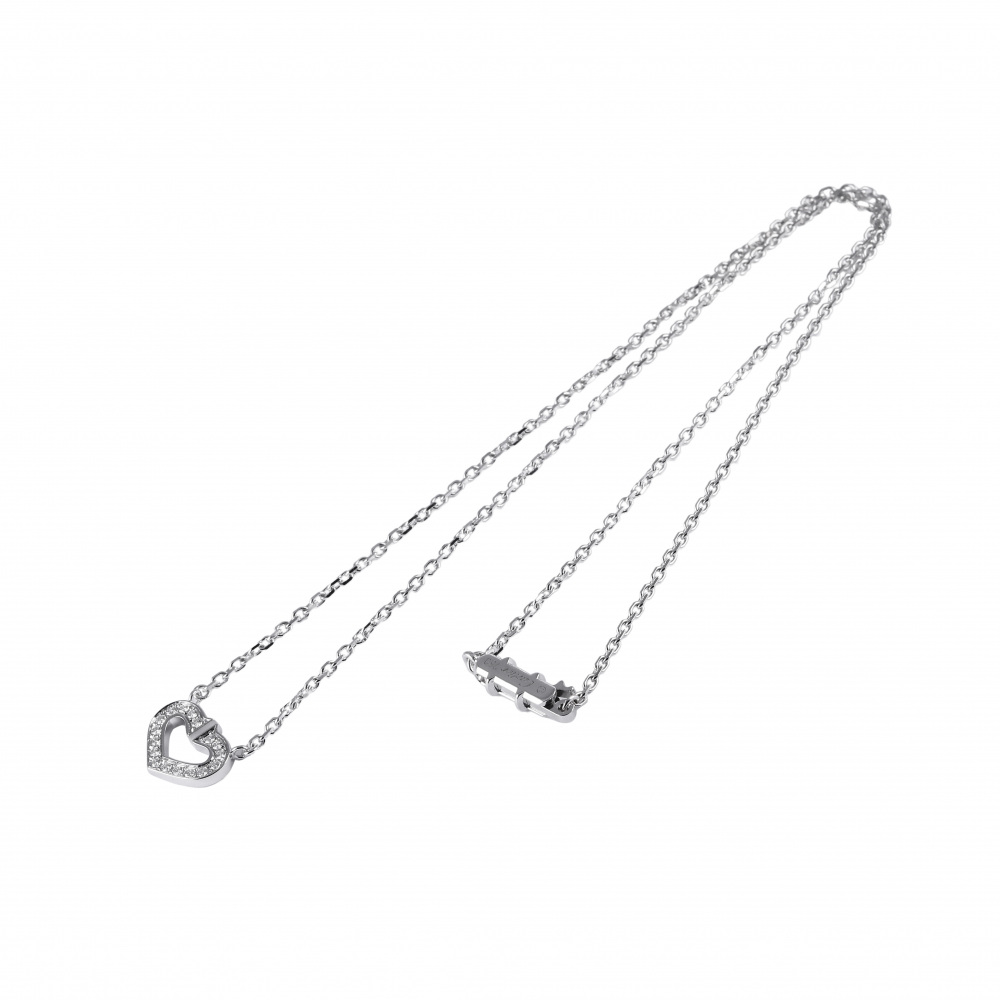 Cartier C Heart Necklace 18K White Gold Diamond