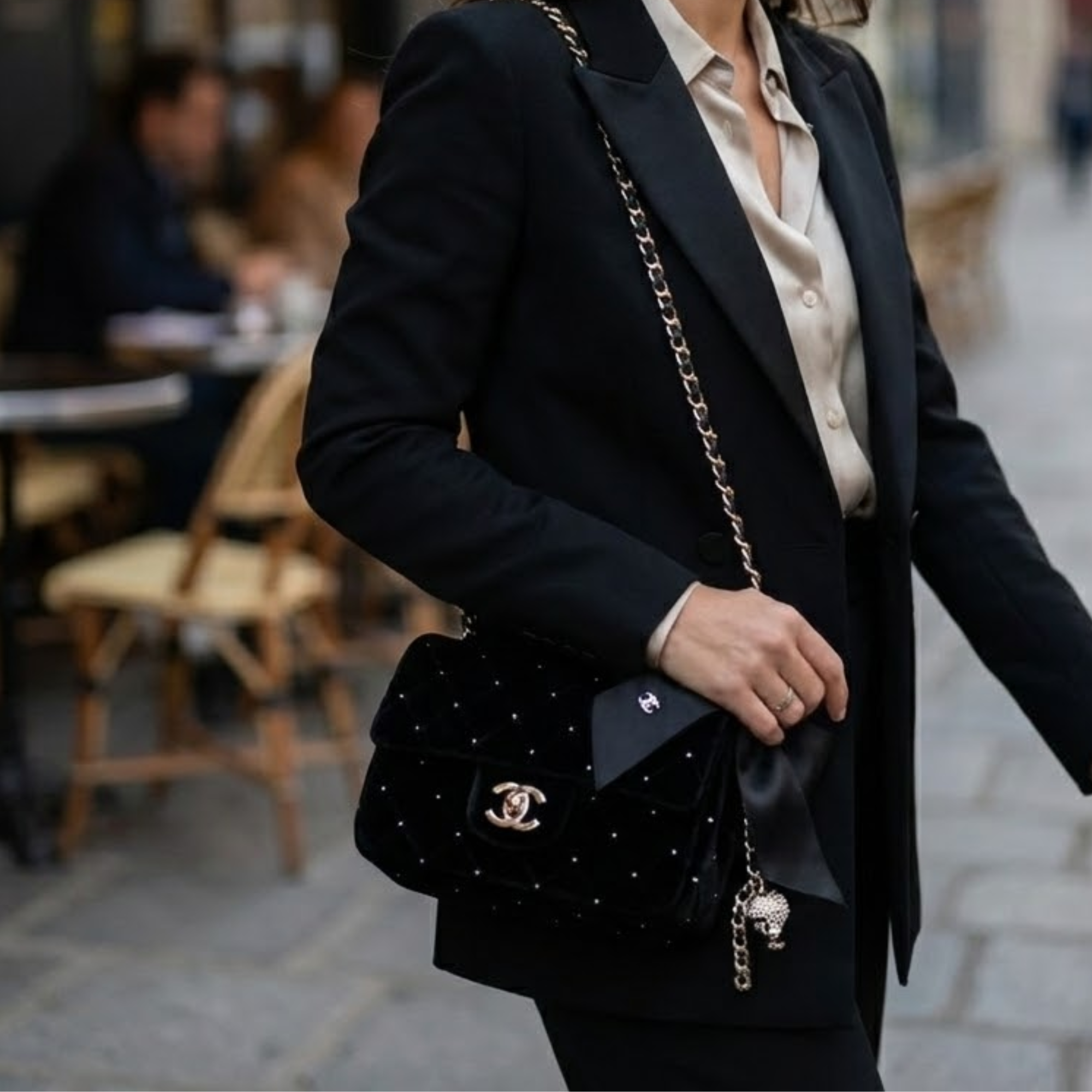 Chanel Mini Pearl Super Black Bag 17cm/6in
