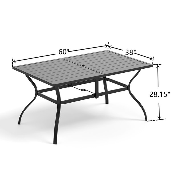 MAISON ARTS 7/8 Pieces Patio Dining Set,Rectangular Black Metal Table with 6 Padded Textilene Fabric Swivel Chairs