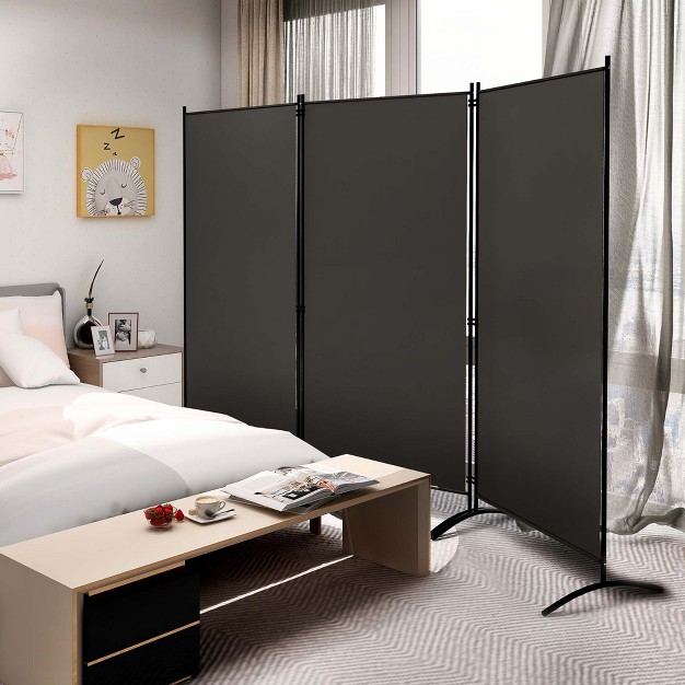 Costway 3 panel Room Divider Folding Privacy Partition Screen For Office Room White black brown