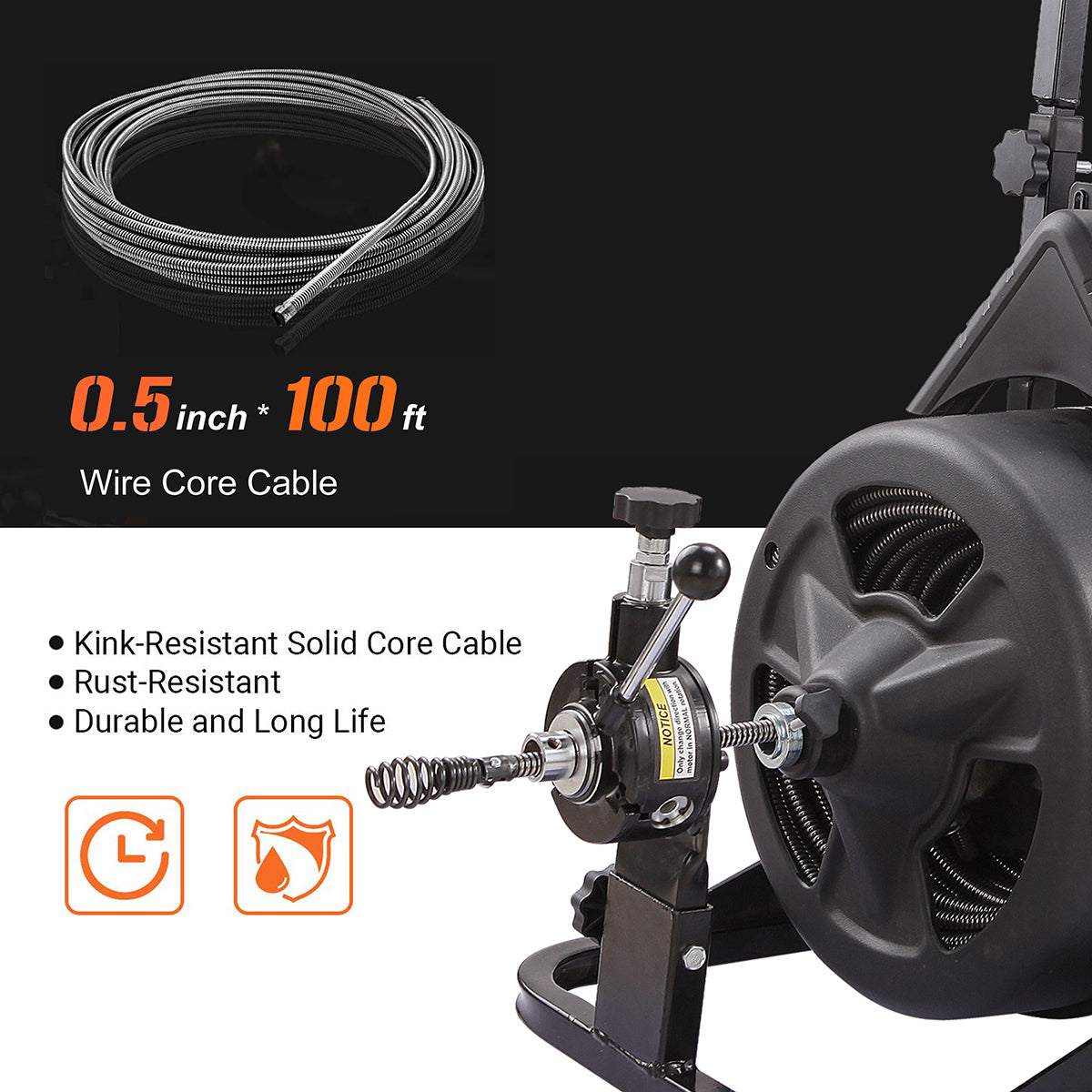 2026 XtremepowerUS 45078 45078 Drain Snake Commercial w/Attachments 100' Electric Sewer