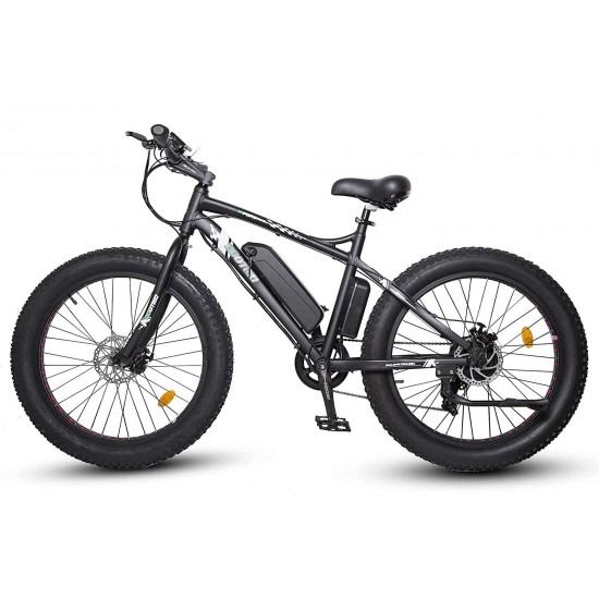 Powerful Electric Bicycle 26″ X 4″ Fat Tire Bike 500W 36V/12Ah Battery EBike Moped Mountain Beach Snow Ebike Throttle & Pedal Assist – 90% Pre-Assembled (Black)