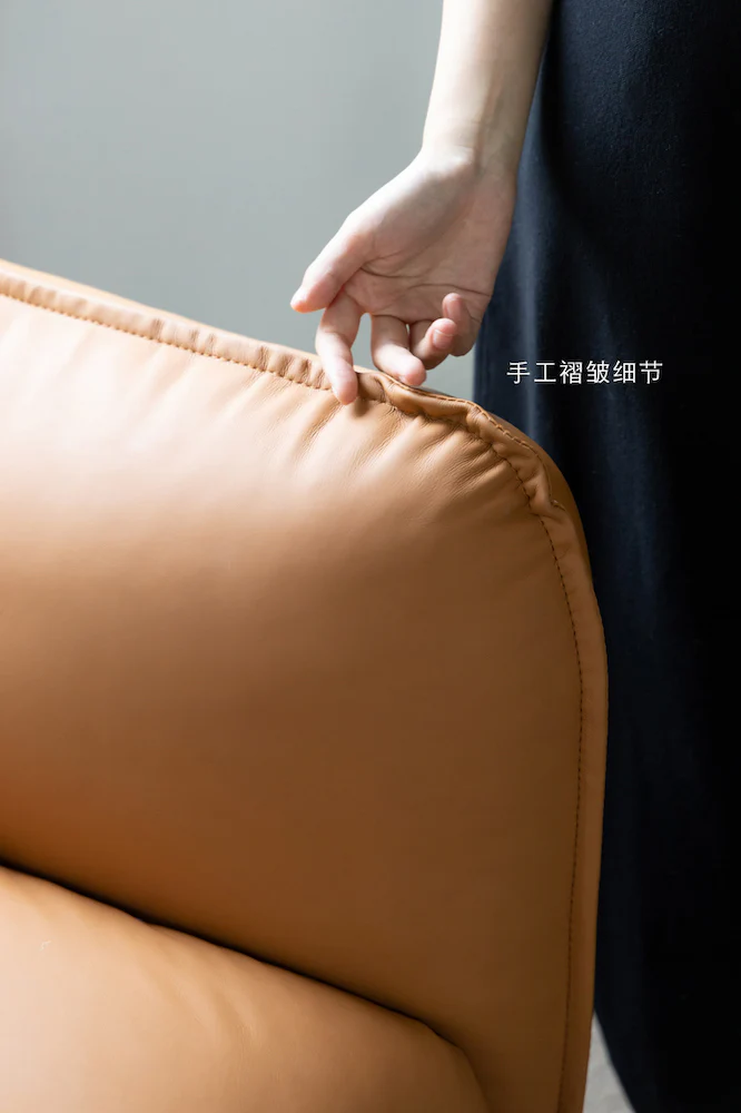 CH103 - Classic H Deco Italian Fine Leather, Golden Brown, Ivory Sofa