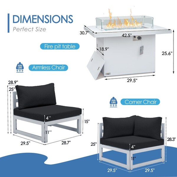Nicesoul White Aluminum Modern Patio Furniture Sectional Sofa Set with Cushion