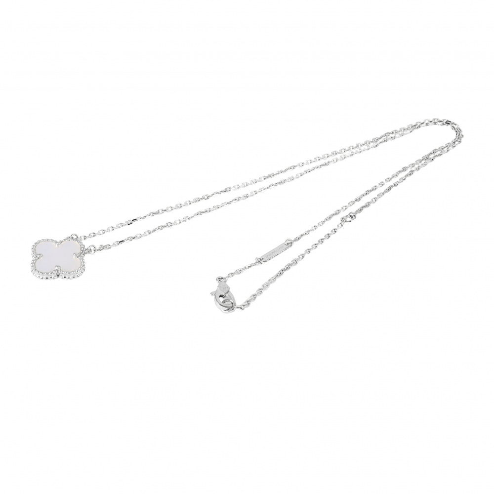 Van Cleef & Arpels Vintage Alhambra Necklace 18K White Gold VCARF48700