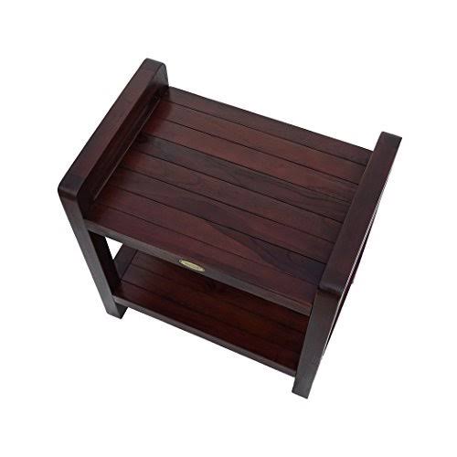 DecoTeak Classic 20x22 Ergonomic Teak Shower Stool with LiftAid Arms and Shelf