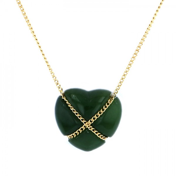 Tiffany & Co. Elsa Peretti Necklace 18K Yellow Gold Nephrite