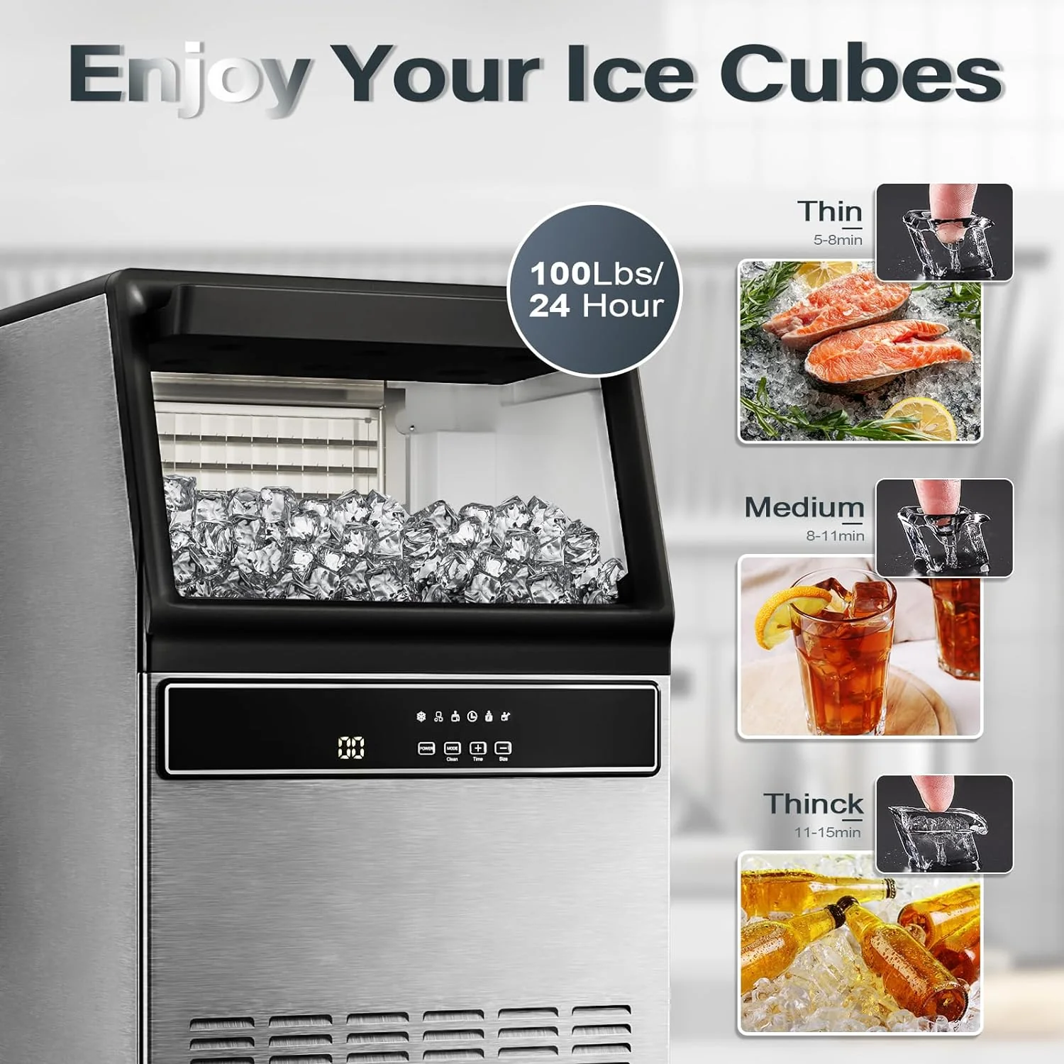 Commercial Ice Maker, Cubic Ice Machine with Self-Cleaning Function Z4790