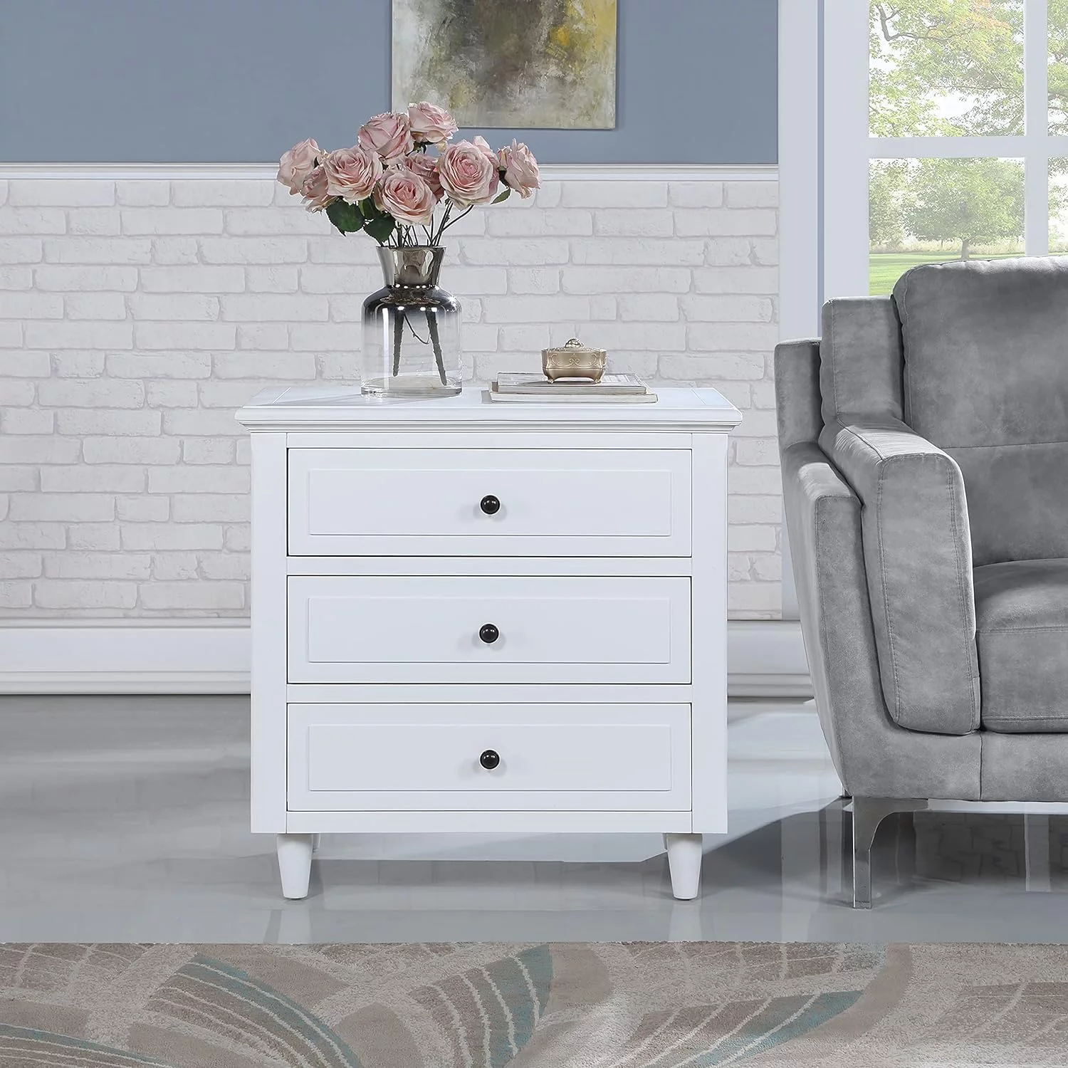 Nightstand,Modern Bedside Table For Bedroom,Wooden End Table,Storage Cabinet,Home Furniture,White