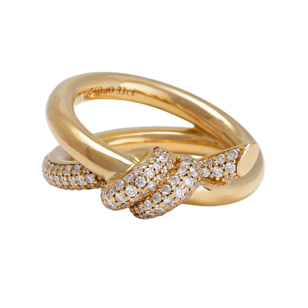 Tiffany & Co. Knot Double Row Ring 18K Yellow Gold Diamond 68887968