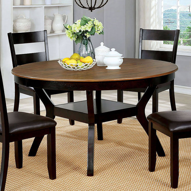 Furniture of America Juniper Dark Brown Oak Round Table