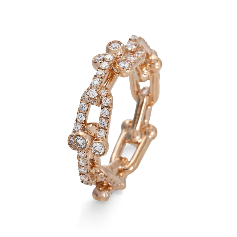 Tiffany & Co. Hardware Link Ring 18K Rose Gold Diamond 72670515