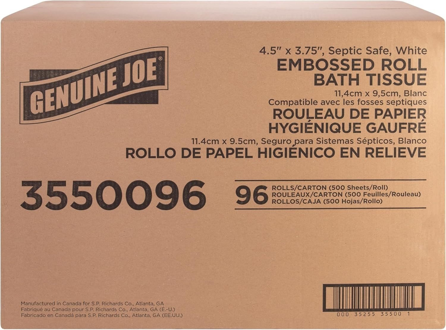 2-Ply Embossed Toilet Paper, 96 Rolls (500 Sheets Per Roll) Septic Safe Bulk Tissue