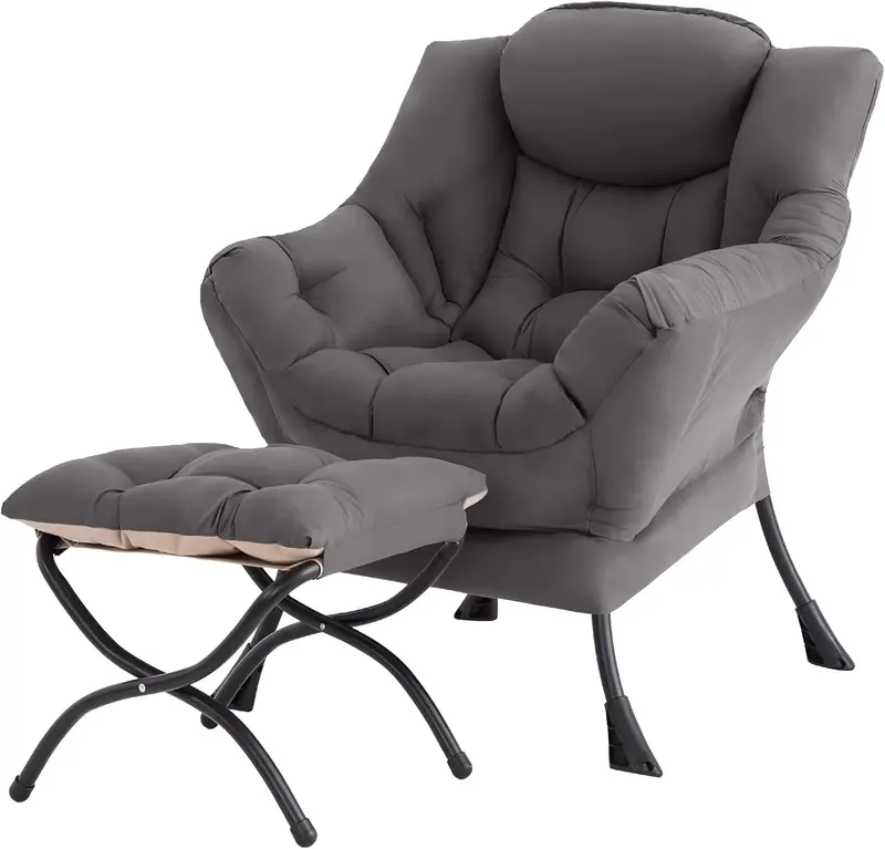 Tiita Modern Lazy Lounge Chair with Matching Ottoman – Large Leisure Armchair Set