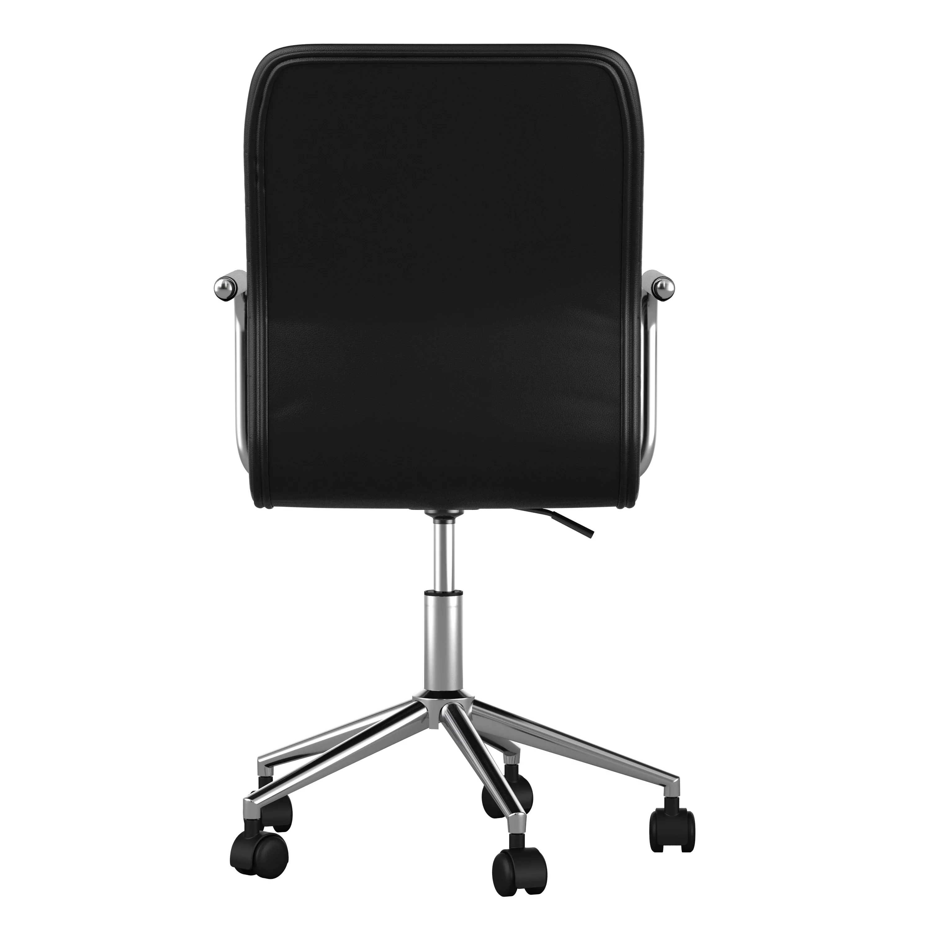 Martha Stewart Taytum Upholstered Office Chair in Black/Polished Nickel