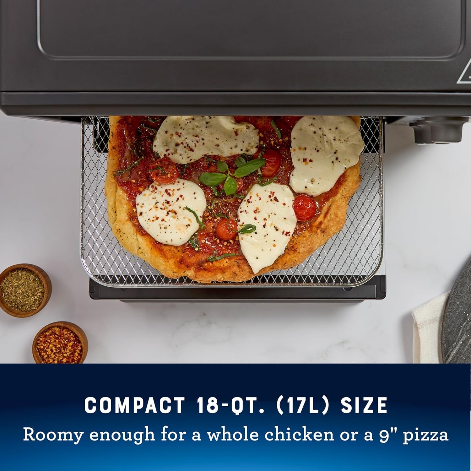 Compact Air Fryer Toaster Oven Countertop Multifunctional Stainless Steel
