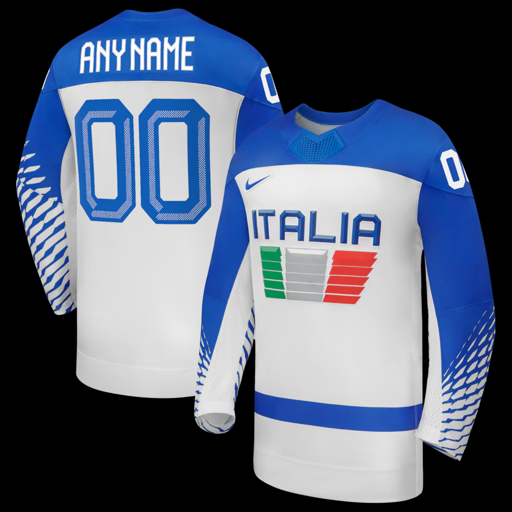 Men's Italy Hockey White 2026 Winter Olympics Custom Jersey